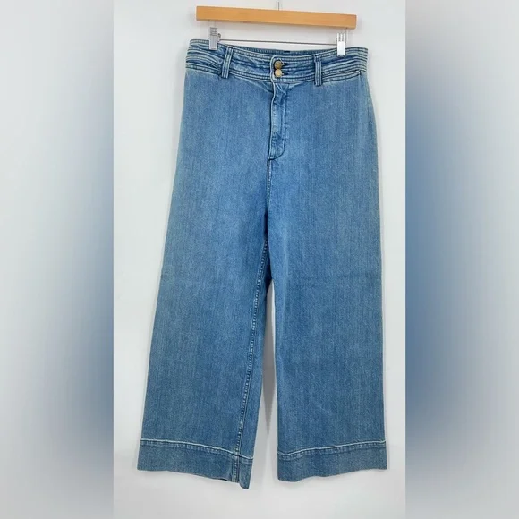 Apiece Apart 12 Jeans Wide Leg Denim Merida 0196 cropped ankle women blue - Picture 2 of 10